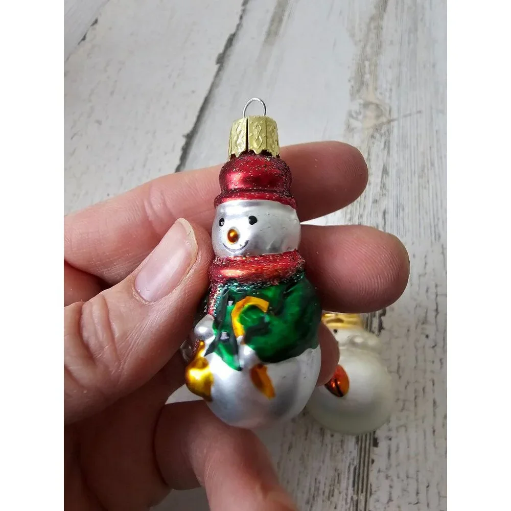 Mini glass ornament snowman set Xmas tree‎